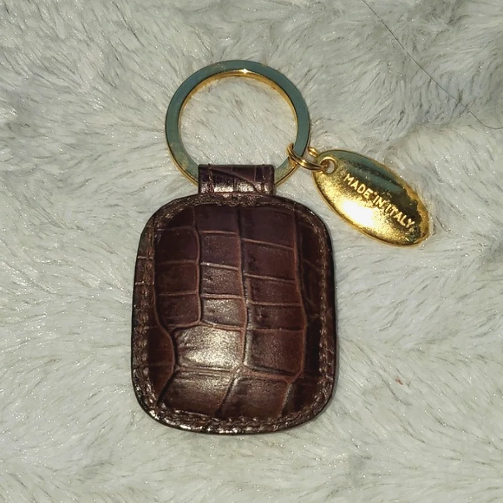VTG Talbots Croc Embossed Leather Keychain Made in Italy